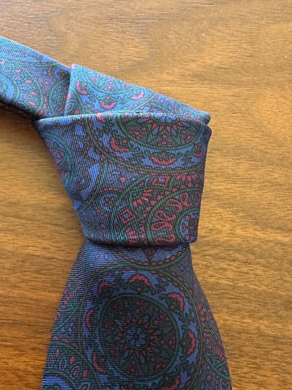 Valentino Teal Burgundy Paisley Silk Tie
